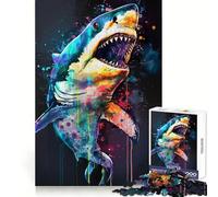 Puzzle da 1000 pezzi con squalo in stile Popart, ideale per adolescenti, per migliorare la memoria e il tempo libero Pezzo unico con motivo Babbo Natale 38x52cm