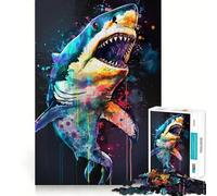Puzzle da 1000 pezzi con squalo in stile Popart, ideale per adolescenti, per migliorare la memoria e il tempo libero Pezzo unico con motivo Babbo Natale 38x52cm