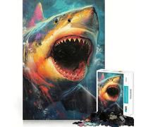 Puzzle da 1000 pezzi con squalo per ragazzi, gioco che stimola la logica e favorisce il gioco rilassante, con bordi di alta qualità e oggetto da collezione 38x26cm