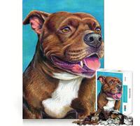 Puzzle da 1000 pezzi con Staffordshire Bull Terrier per ragazzi, gioco di abilità mentale, divertimento casual, design da assemblare, regalo elegante 50x75cm