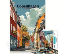 Puzzle da 1000 pezzi con stampa artistica del paesaggio urbano di Copenaghen,Danimarca Ideale per decorazioni,giochi cognitivi e regalo di compleanno Gioco di società,facile da usare (38x52cm)