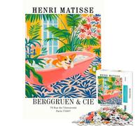 Puzzle da 1000 pezzi con stampa artistica di Henri Matisse raffigurante un Corgi in bagno Divertimento a casa attività antistress con taglio di precisione adatto a persone dai 14 anni in su (38x26cm)
