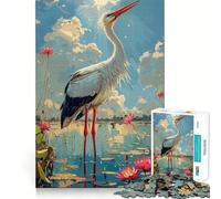 Puzzle da 1000 pezzi con stampa artistica di una cicogna, ideale per adolescenti, per esercitare la mente, rilassare e creare la lista dei desideri di Babbo Natale 50x75cm