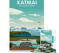Puzzle da 1000 pezzi con stampa del Parco Nazionale di Katmai,taglio perfetto,divertente gioco di risoluzione dei problemi,gioco gratuito,regalo di Natale (38x26cm)