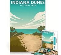 Puzzle da 1000 pezzi con stampa di viaggio delle dune dell'Indiana,incastro perfetto,gioco creativo,attività per il tempo libero,decorazione natalizia (38x26cm)
