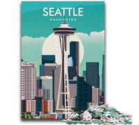 Puzzle da 1000 pezzi con stampa di viaggio di Seattle, Washington, per adolescenti e adulti, gioco stimolante e interazione tra genitori e figli, 1000 pezzi (26x38cm)