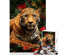 Puzzle da 1000 pezzi con stampa leopardata ideale per divertirsi in casa passare il tempo decorare la casa e rafforzare i legami di coppia (52x38cm)
