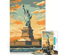 Puzzle da 1000 pezzi con Statua della Libertà al tramonto ideale per adolescenti per migliorare la memoria e favorire il gioco rilassante con bordi ben definiti perfetto come regalo di Babbo Natale