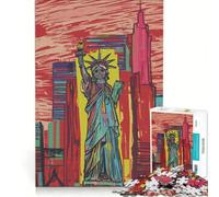 Puzzle da 1000 pezzi con statua della Libertà di New York arte urbana gioco rompicapo sfida impegnativa ideale come regalo per tutta la famiglia 38x52cm