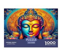 Puzzle da 1000 pezzi con statua di Buddha per adulti e bambini: il volto del Buddha con i fiori, un regalo divertente e un'attività per la casa dai 12 anni in su, 52x38 cm/1000 pezzi