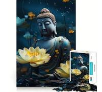 Puzzle da 1000 pezzi con statua di Buddha spirituale per adolescenti, ideale per rafforzare la memoria, per una vita tranquilla e serena, con bordi di qualità e un tocco di Babbo Natale 38x52cm