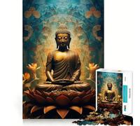 Puzzle da 1000 pezzi con statua di Buddha spirituale per adolescenti, ideale per rafforzare la memoria, per una vita tranquilla e serena, con bordi di qualità e un tocco di Babbo Natale 38x26cm