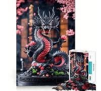 Puzzle da 1000 pezzi con statua di drago nero,incastro perfetto,decorazione,rompicapo,regalo,gioco rilassante,opera d'arte natalizia 50x75cm