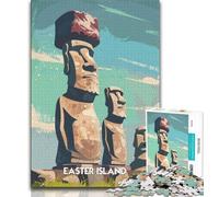 Puzzle da 1000 pezzi con statue dell'Isola di Pasqua, regali per adolescenti, gioco stimolante e decorazione da parete per famiglie, regali unici per compleanno e Natale, 50x75cm