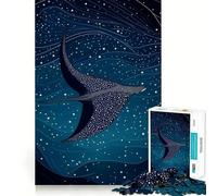 Puzzle da 1000 pezzi con stelle, balene e razze marine per adolescenti, gioco intelligente, momento di condivisione, immagine da assemblare, opera d'arte 50x75cm