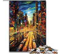 Puzzle da 1000 pezzi con strade di città colorate,in legno,livello di abilità principiante,ideale come regalo di compleanno e per le feste,50x75cm,attività per adulti e famiglie