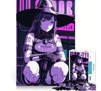 Puzzle da 1000 pezzi con strega anime viola per adulti, gioco per allenare la mente, rilassante e divertente, idea regalo per le vacanze (38x26cm)