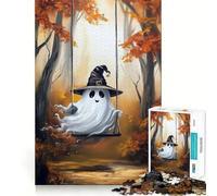 Puzzle da 1000 pezzi con strega,fantasma e altalena,gioco cognitivo divertente con struttura a incastro precisa,attività di condivisione per i propri cari (38x26cm)
