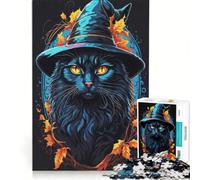 Puzzle da 1000 pezzi con strega gatto e famiglio gioco pratico interazione genitore-figlio collezione d'artista opera d'arte 38x52cm