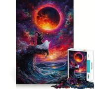 Puzzle da 1000 pezzi con strega,gatto e fantasma per adulti,gioco di problem solving di livello professionale,attività rilassante di gruppo al chiuso (38x52cm)