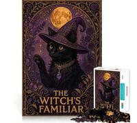 Puzzle da 1000 pezzi con strega,gatto nero e grafica fantasy,gioco cognitivo divertente con struttura a incastro precisa,attività per rafforzare i legami affettivi con i propri cari (38x26cm)
