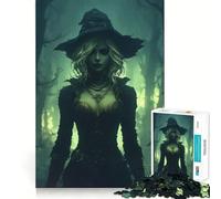 Puzzle da 1000 pezzi con strega misteriosa nella foresta oscura, ideale per adolescenti, stimola la memoria, riduce lo stress e crea un'immagine tridimensionale da appendere al muro (50x75cm)