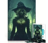 Puzzle da 1000 pezzi con strega misteriosa nella foresta oscura, ideale per ragazzi, stimola la creatività, è un gioco facile e rilassante, perfetto come regalo (38x26cm)