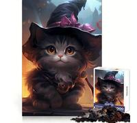 Puzzle da 1000 pezzi con streghetta e gattina stravagante per adulti, ideale per concentrazione, relax e svago Taglio liscio Regalo perfetto (50x75cm)