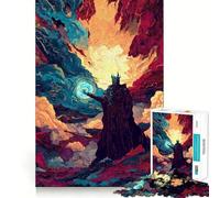 Puzzle da 1000 pezzi con stregone che usa la magia in un paesaggio fantasy, ideale per adulti Gioco di logica, antistress, taglio di precisione, regalo per le festività (38x52cm)