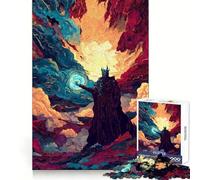 Puzzle da 1000 pezzi con stregone che usa la magia in un paesaggio fantasy, ideale per adulti Gioco di logica, antistress, taglio di precisione, regalo per le festività (38x52cm)