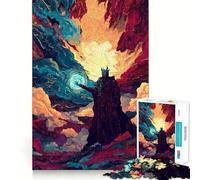 Puzzle da 1000 pezzi con stregone che usa la magia in un paesaggio fantasy, ideale per ragazzi Puzzle intelligente per interni, taglio preciso, (50x75cm)