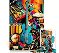 Puzzle da 1000 pezzi con strumenti musicali in stile Pop Art per ragazzi, ideale per stimolare la memoria, per il tempo libero a casa e per assemblare immagini Un regalo perfetto (50x75cm)