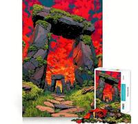 Puzzle da 1000 pezzi con struttura simile a Stonehenge e cielo vibrante ideale per adolescenti stimola la riflessione crea un'atmosfera rilassante e divertente perfetto come regalo di Natale 38x26cm