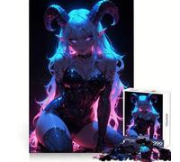 Puzzle da 1000 pezzi con succube sexy al neon per adolescenti, ideale per ricordare, migliorare, calmare la mente, con un'opera d'arte nitida e da collezione 38x26cm