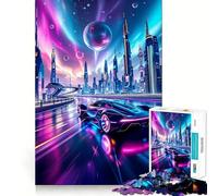 Puzzle da 1000 pezzi con supercar cyberpunk al neon in una città futuristica per adolescenti ideale per migliorare la memoria favorire il relax e creare un'atmosfera rilassante Regalo classico