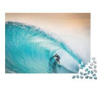 Puzzle da 1000 pezzi con surfista che cavalca un'onda, surfista dentro un'onda oceanica, gioco educativo per adulti, decorazione per la casa, regalo di compleanno, 52x38cm