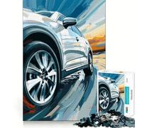 Puzzle da 1000 pezzi con SUV argentato in corsa, ideale per adolescenti Gioco di logica semplice e divertente, perfetto per il tempo libero, ideale come regalo di compleanno 50x75cm