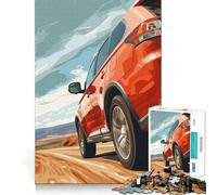 Puzzle da 1000 pezzi con SUV rosso su strada nel deserto per ragazzi, ideale per migliorare la memoria, per un divertimento rilassante e per ottenere bordi precisi Regalo elegante (38x52cm)