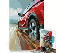 Puzzle da 1000 pezzi con SUV rosso su strada sterrata, ideale per adulti Gioco interattivo per stimolare la creatività, perfetto per la casa Taglio liscio, sorpresa di Natale (38x52cm)