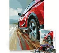 Puzzle da 1000 pezzi con SUV rosso su strada sterrata per adulti, ideale per rafforzare la memoria, per il divertimento di gruppo, con bordi puliti ed elegante (50x75cm)