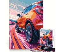 Puzzle da 1000 pezzi con SUV rosso su strada tortuosa per adulti, gioco stimolante per la mente, rilassante e divertente, con tagli precisi, ideale come regalo di Natale (38x52cm)