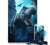 Puzzle da 1000 pezzi con T-Rex tra rovine antiche, taglio netto, gioco di logica, relax, regalo di compleanno divertente (50x75cm)
