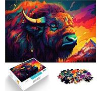 Puzzle da 1000 pezzi con taglio di precisione “Animali astratti Bisonte” Fatto di carta,per età 14+ per la decorazione della casa Regali di compleanno。misurare:26x38cm/10.24 x 14.96pollice