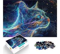 Puzzle da 1000 pezzi con taglio di precisione Gatto Cosmico Fatto di legno per età 14+ Vacanza a casa: uccidere il tempo Idee regalo misurare：50x75cm