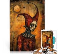 Puzzle da 1000 pezzi con taglio di precisione Giullare inquietante Fatto di legno，da 14 anni in su per il gioco educativo sfida giocattolo Regali interessanti per ridurre lo stress。misurare：50x75cm