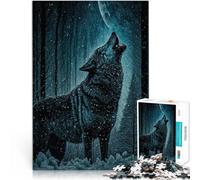 Puzzle da 1000 pezzi con taglio di precisione Il lupo ulula alla luna Fatto di legno per età 14+ Gioco di puzzle Offerti come regali per tutta la famiglia misurare：50x75cm