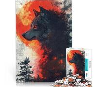 Puzzle da 1000 pezzi con taglio di precisione Luna di sangue di lupo Fatto di carta,per e da 14 anni in su Adatto alle coppie Regali interessanti per ridurre lo stress。misurare:26x38cm