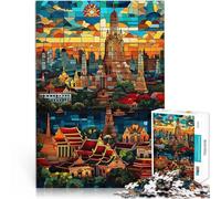 Puzzle da 1000 pezzi con taglio di precisione Tramonto al tempio di Bangkok Fatto di carta，per età 14+ Divertimento in famiglia apprendimento educativo regalo。misurare：26x38cm/10.24 x 14.96pollice
