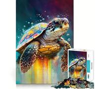 Puzzle da 1000 pezzi con tartaruga, disegno ad acquerello, bordi sottili, gioco creativo per lo sviluppo della mente, rilassante, regalo di Natale (38x26cm)