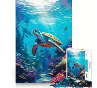 Puzzle da 1000 pezzi con tartaruga marina e animali dell'oceano per adulti e ragazzi ideale per stimolare la memoria favorire la calma e favorire la fuga dalla realtà con taglio liscio e un regalo